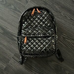 MZ Wallace Black Quilted Patent Mini Backpack